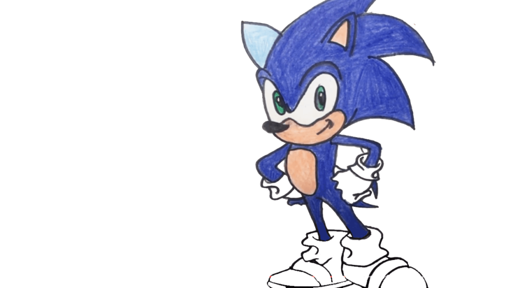 12) Step 12 Put Blue and Yellow Color in the Body of Sonic Drawing 