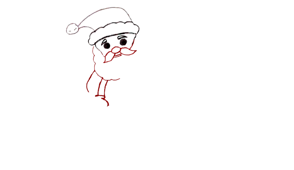 Step 3 Draw the beard and mustache of the Santa Claus