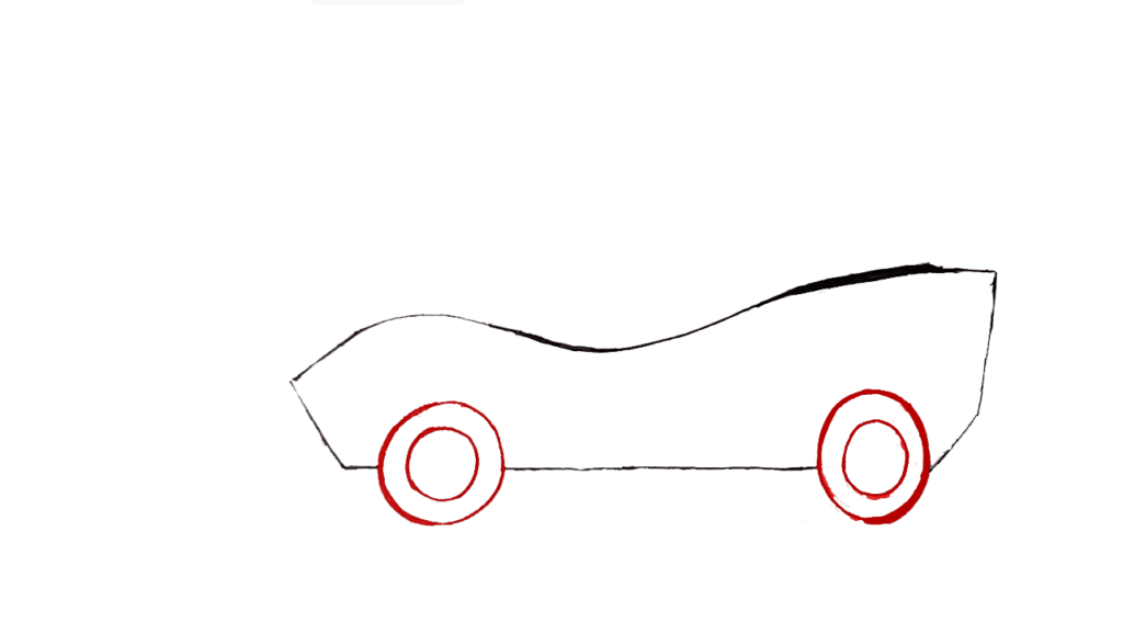 3) Step 3 Draw Tires of the car drawing