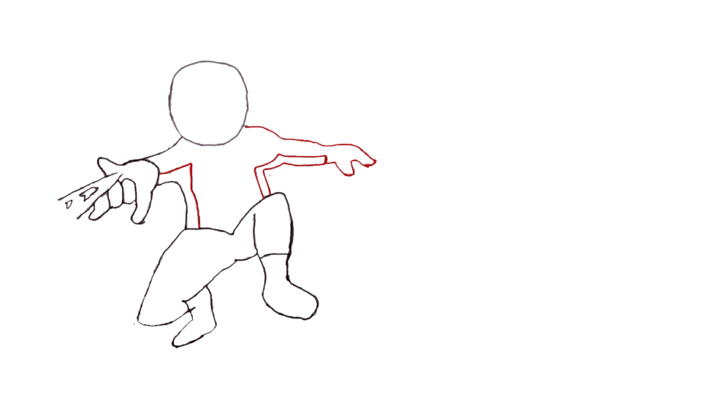 4) Step 4 Draw the body of the spider man
