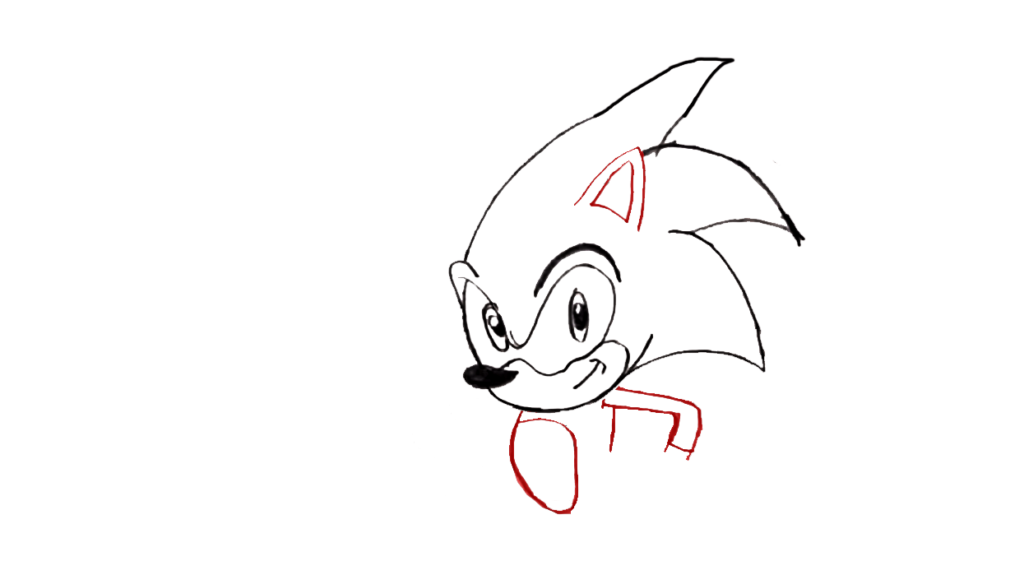 6) Step 6 Drawing Hair of the Sonic