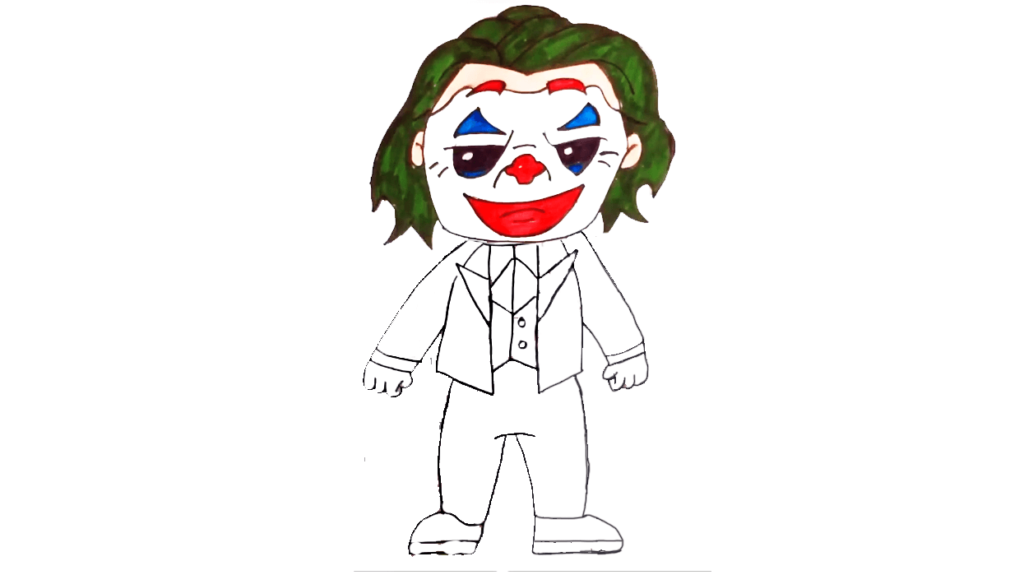 9) Use the color of the Joker drawing step by step