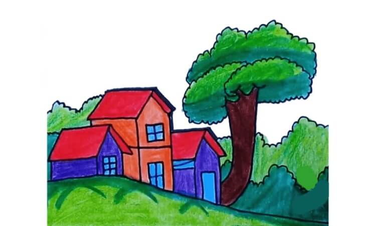 Easy landscape drawing for kids