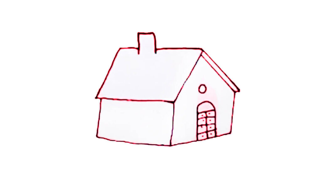 Step 1 Draw a house of easy to draw landscapes