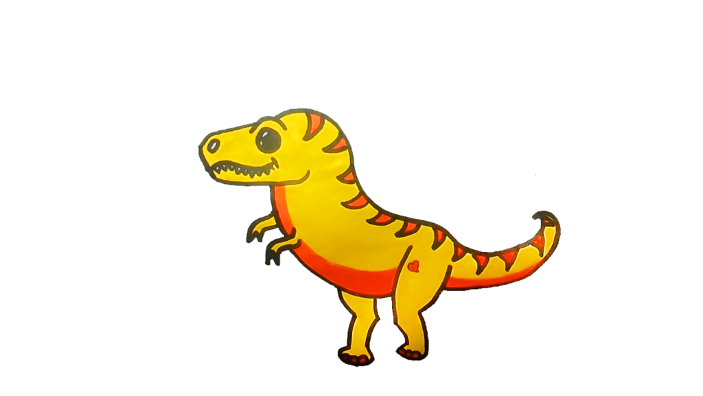10) Step 10 Put yellow color on the face of the dinosaur drawing