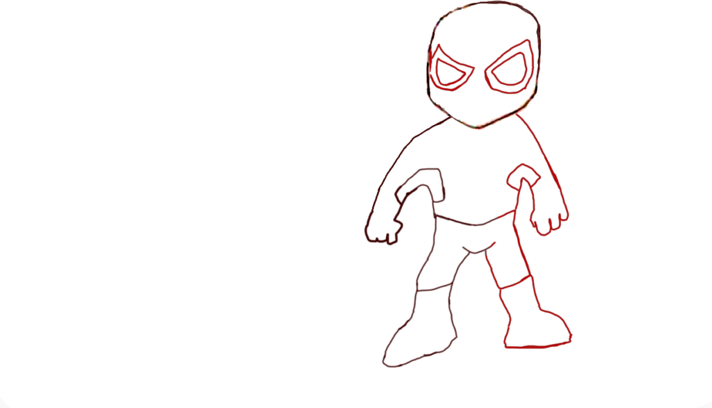13) Step 13 Body drawing of the superhero