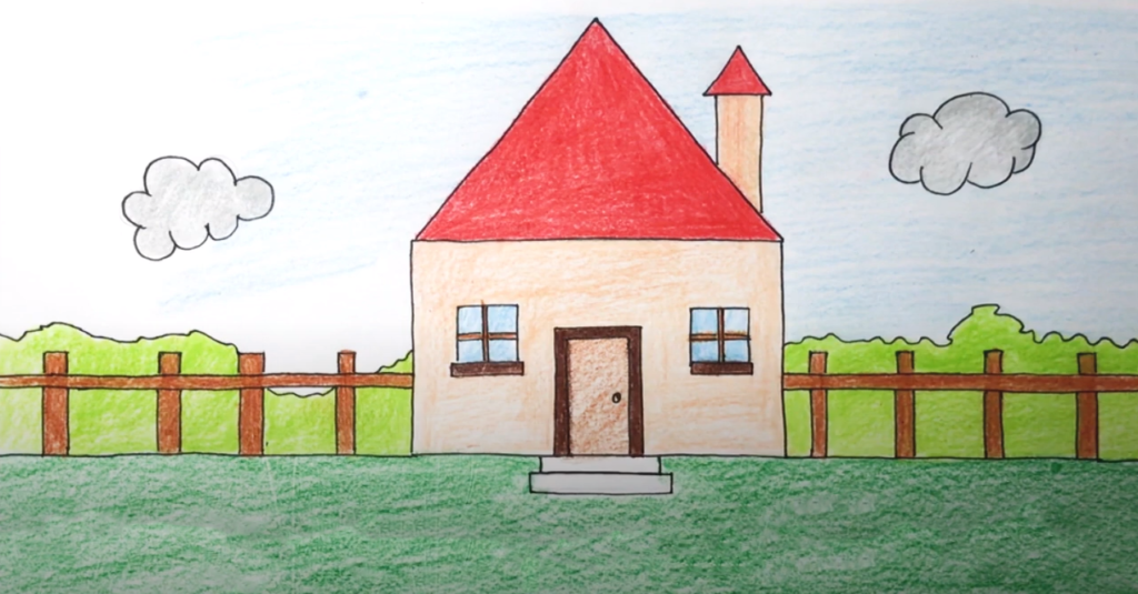 Freehand House Drawing Kids Stock Illustration 1265022208 | Shutterstock-saigonsouth.com.vn