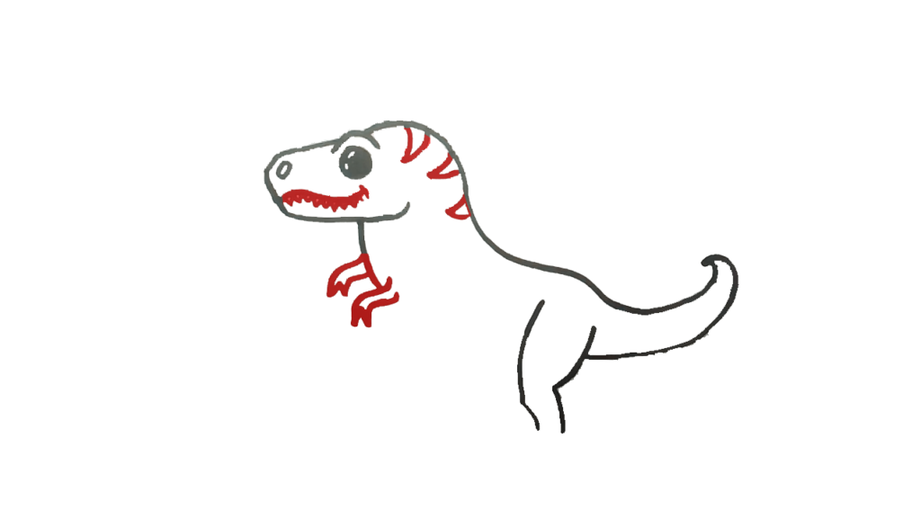4) Step 4 Draw Hand and Teeth draw a dinosaur step by step