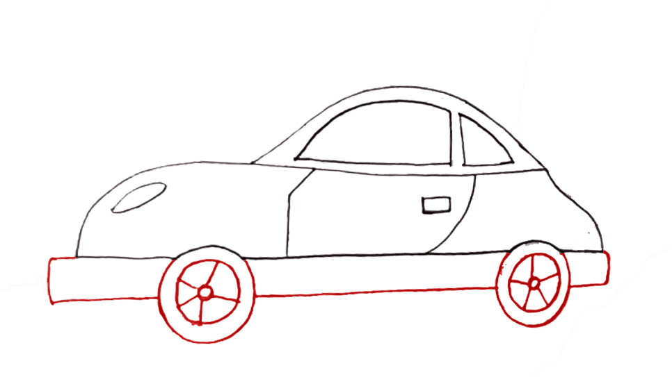 Шаг 4: Делаем дно и шины автомобиля