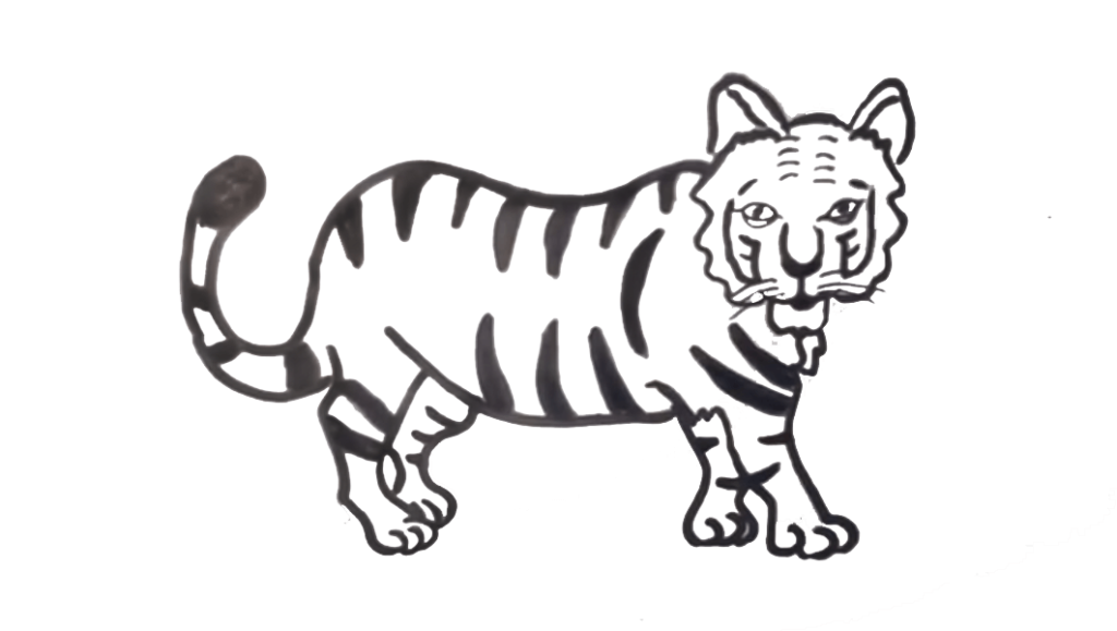 Step 4: Put black Color on the tiger Style