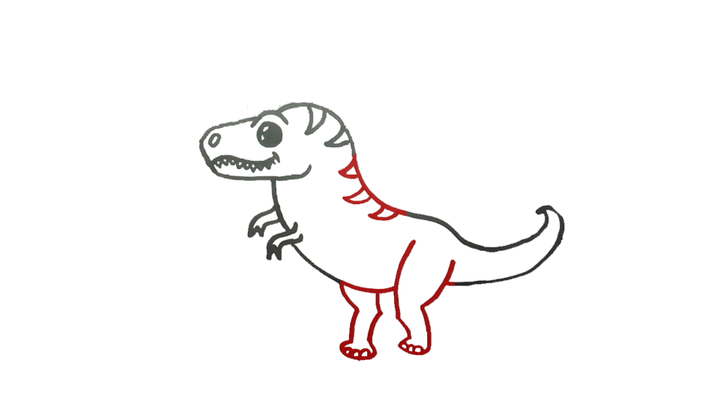5) Step 5 How to draw the legs of the Dinosaur Drawing step by step