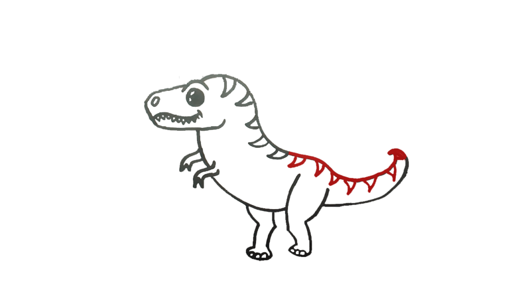 6) Step 6 Draw design back of the dinosaur drawing