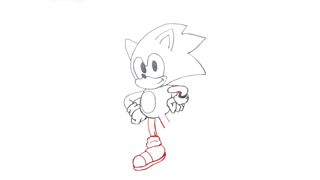 Step 7: Making the Left Leg of the sonic Drawing