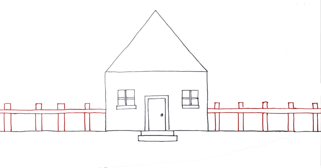 7) Step 7 Draw the Fence of the house drawing