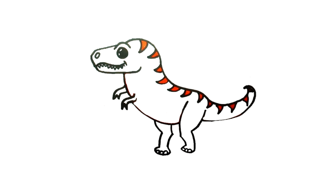 7) Step 7 Now use the Colors of the dinosaur drawing step by step