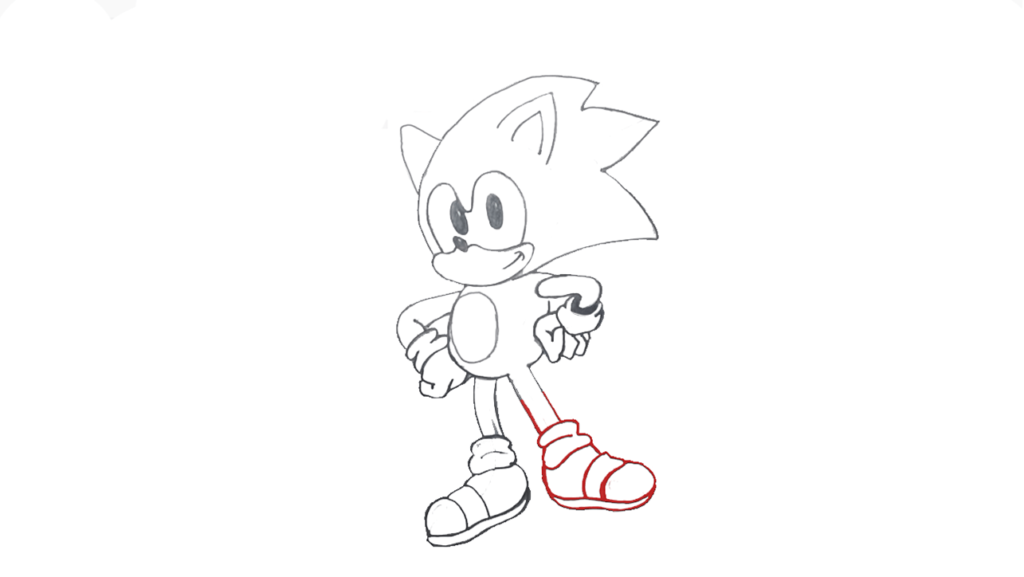 Step 8: Making the Right Leg of the sonic Drawing