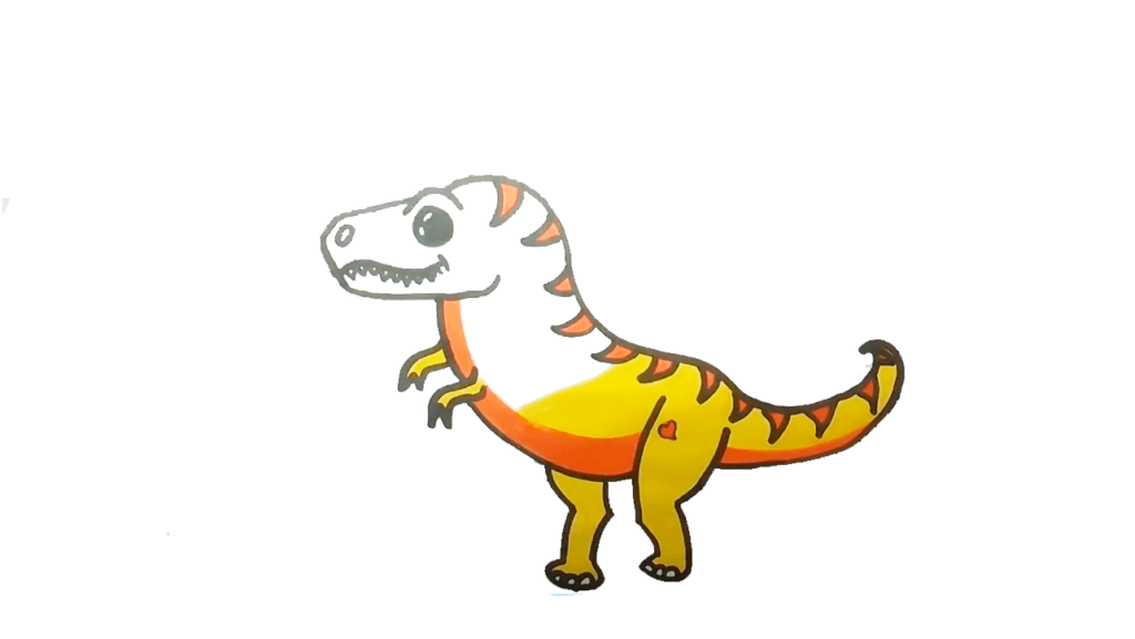 9) Step 9 Put yellow color on the body of the dinosaur