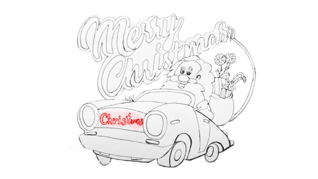 Step 8 draw merry Christmas on the car