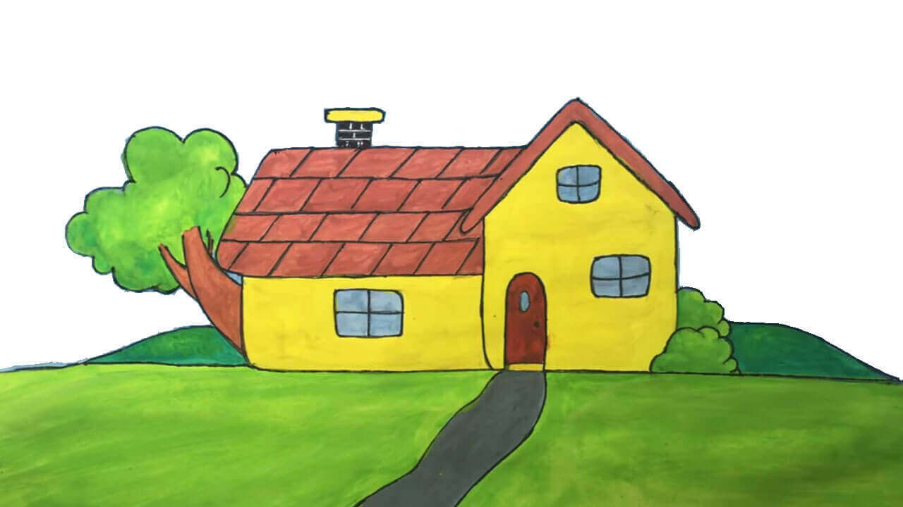 Easy House Drawings For kids With Step By Step Process