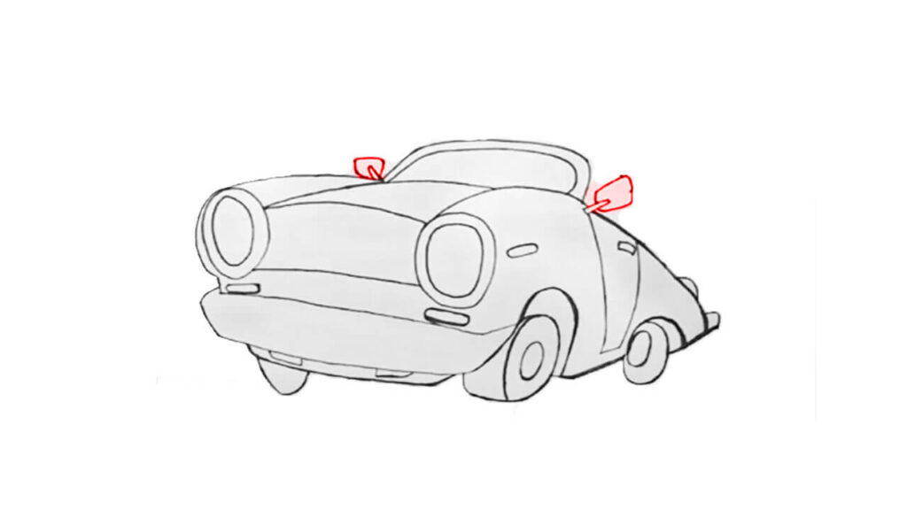 Step 5: Make the side mirrors of the car