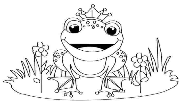 Frog wearing crown coloring pages