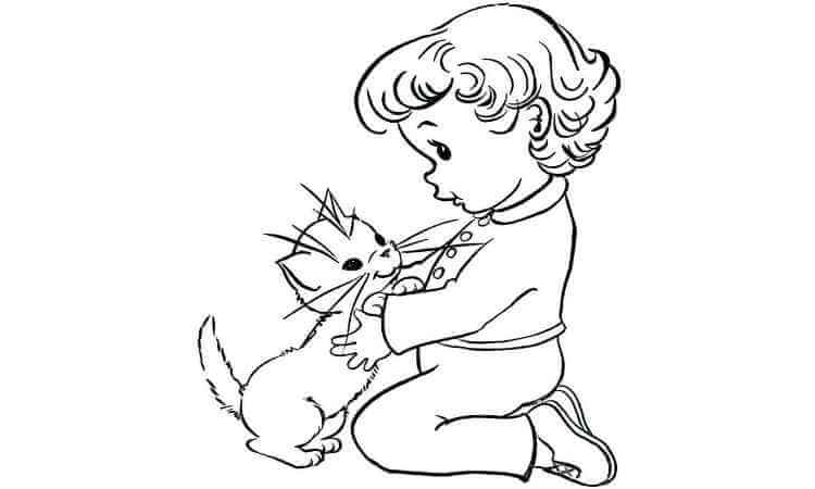 Cat human relationship Coloring Pages