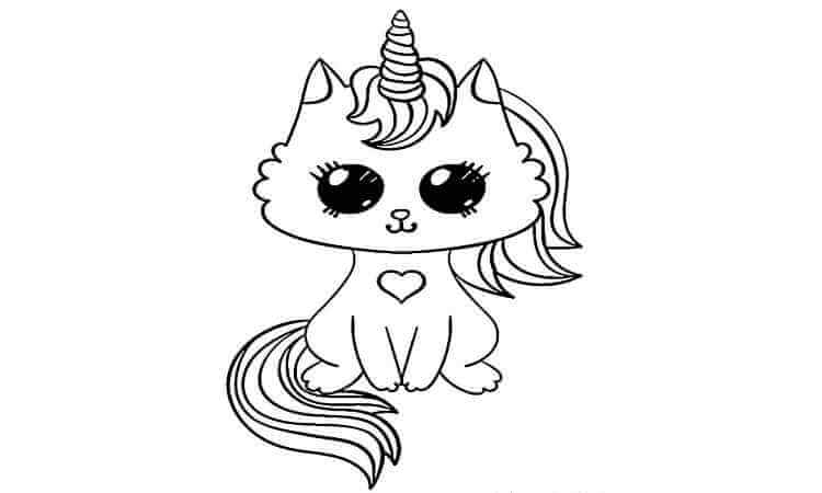 Cat unicorn Printable Coloring Page For kids