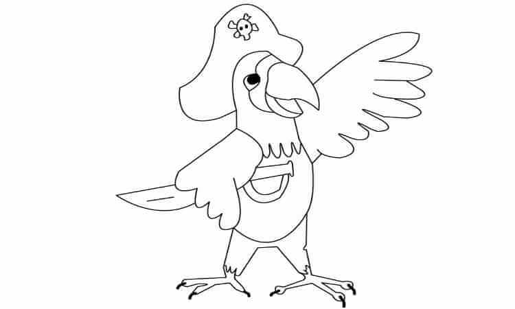 Happy parrot coloring pages