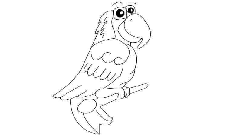 Parrot on a tree branch coloring pages