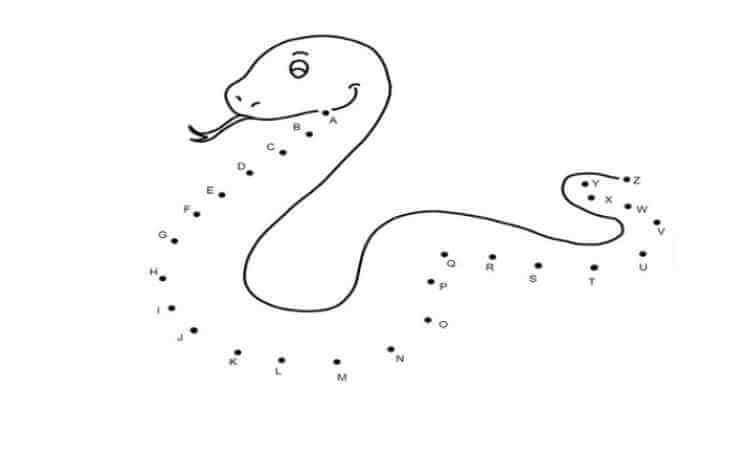 Connect the dots snake coloring pages