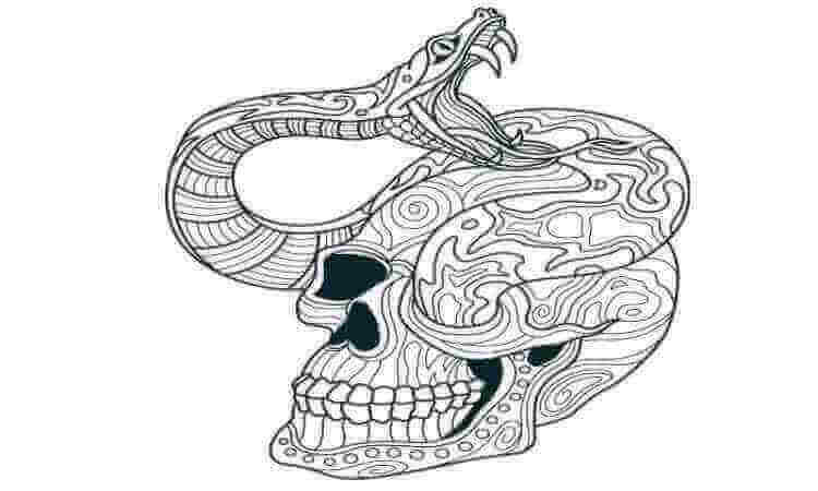 Skull and snake coloring pages