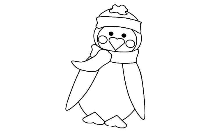 Christmas penguin coloring page