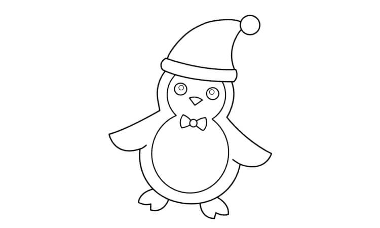Christmas penguin coloring page