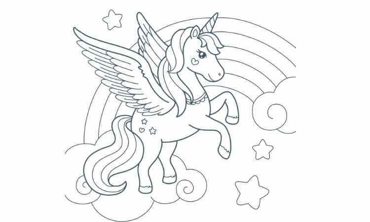 Rainbow unicorn coloring pages
