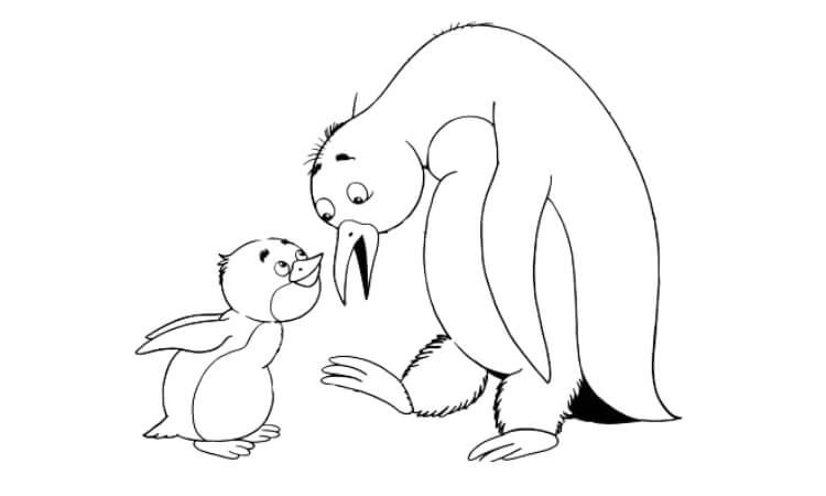 cute penguin coloring pages with baby