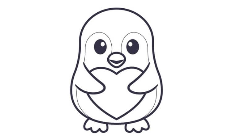 penguin coloring pages with heart