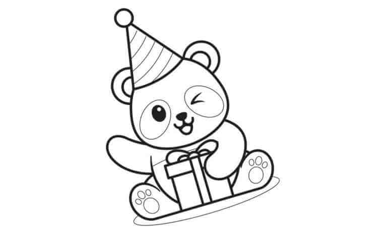 cute panda has birthday cartoon coloring