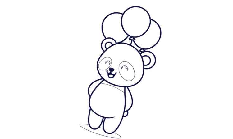 panda holding balloons coloring pages