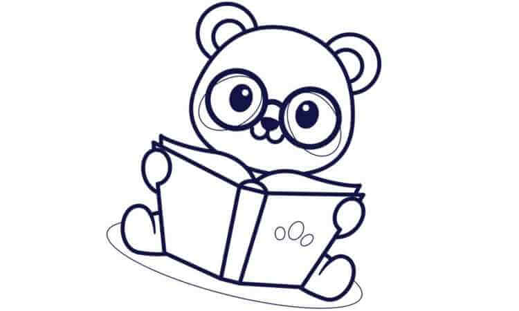 panda reading book coloring pages