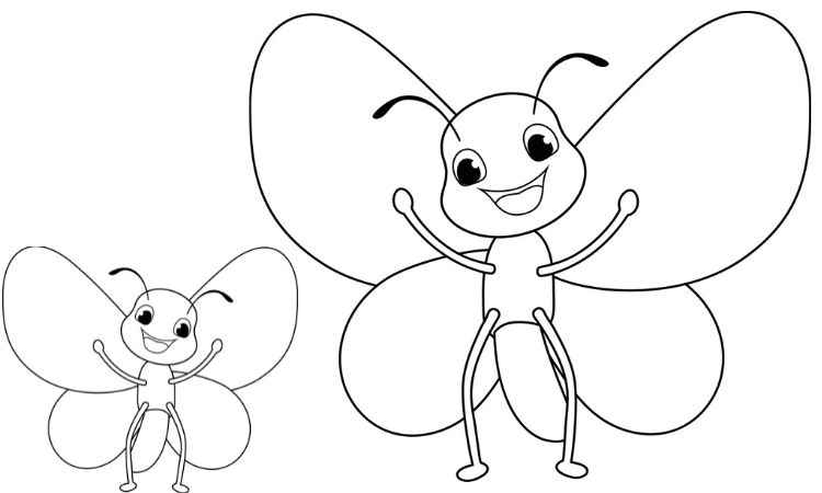 Baby and mama bee coloring pages