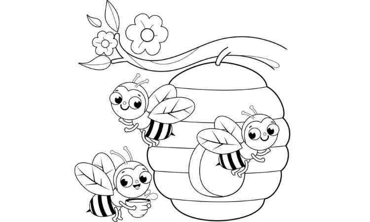 bee coloring pages kids coloring pages