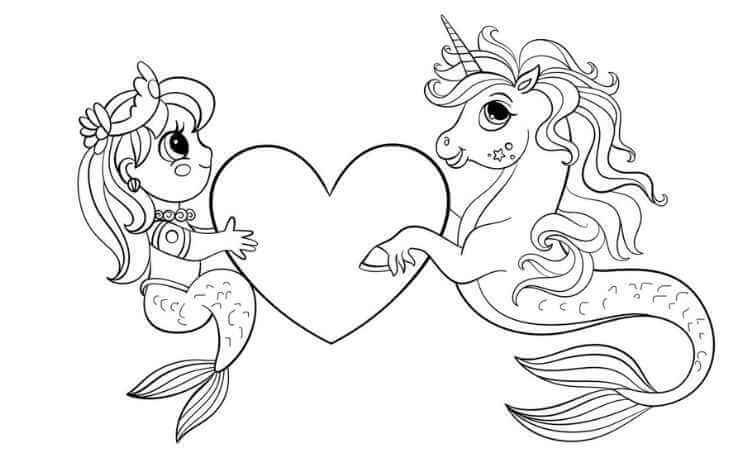 mermaid unicorn coloring page free printables