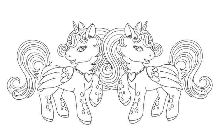 Twin unicorn coloring pages