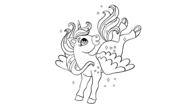 Unicorn with wings coloring pages