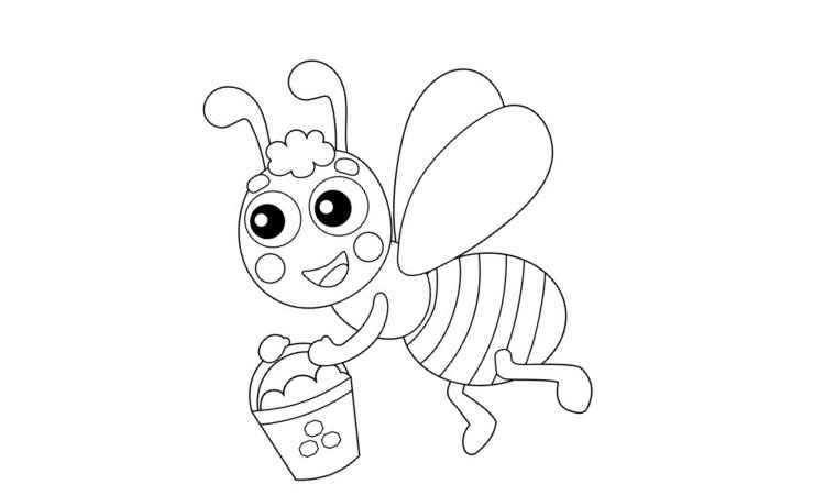 bee with honey coloring pages