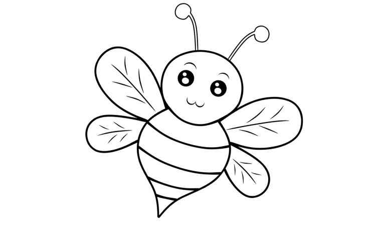 cute smiling bee coloring