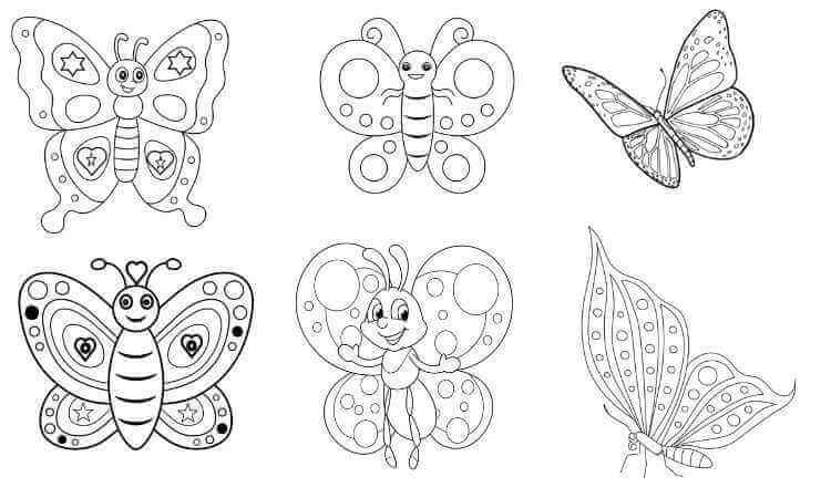 mini butterflies coloring pages