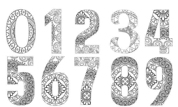 0 to 9 Numbers Coloring Pages
