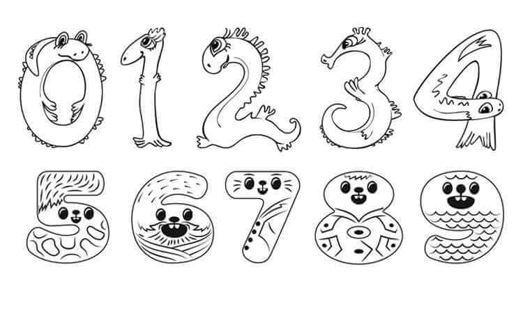 Animal form number coloring pages