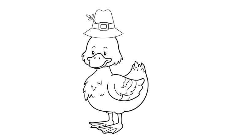 Baby duck with a hat coloring pages